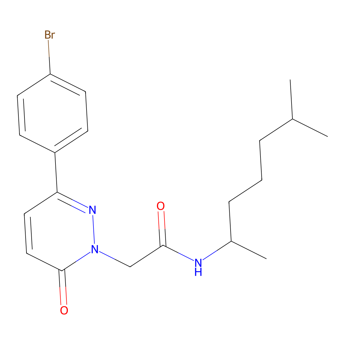 2-(3-(4-bromophenyl)-6-oxopyridazin-1(6H)-yl)-N-(6-methylheptan-2-yl)acetamide molecular structure, CAS 1282142-35-1
