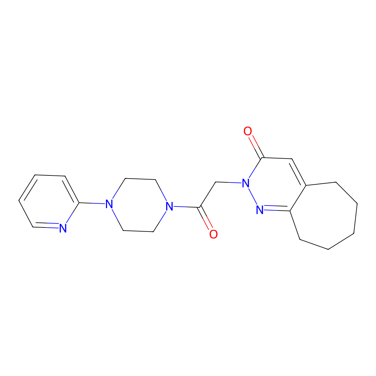 2-{2-oxo-2-[4-(2-pyridyl)piperazino]ethyl}-2,5,6,7,8,9-hexahydro-3H-cyclohepta[c]pyridazin-3-one molecular structure, CAS 1282142-36-2