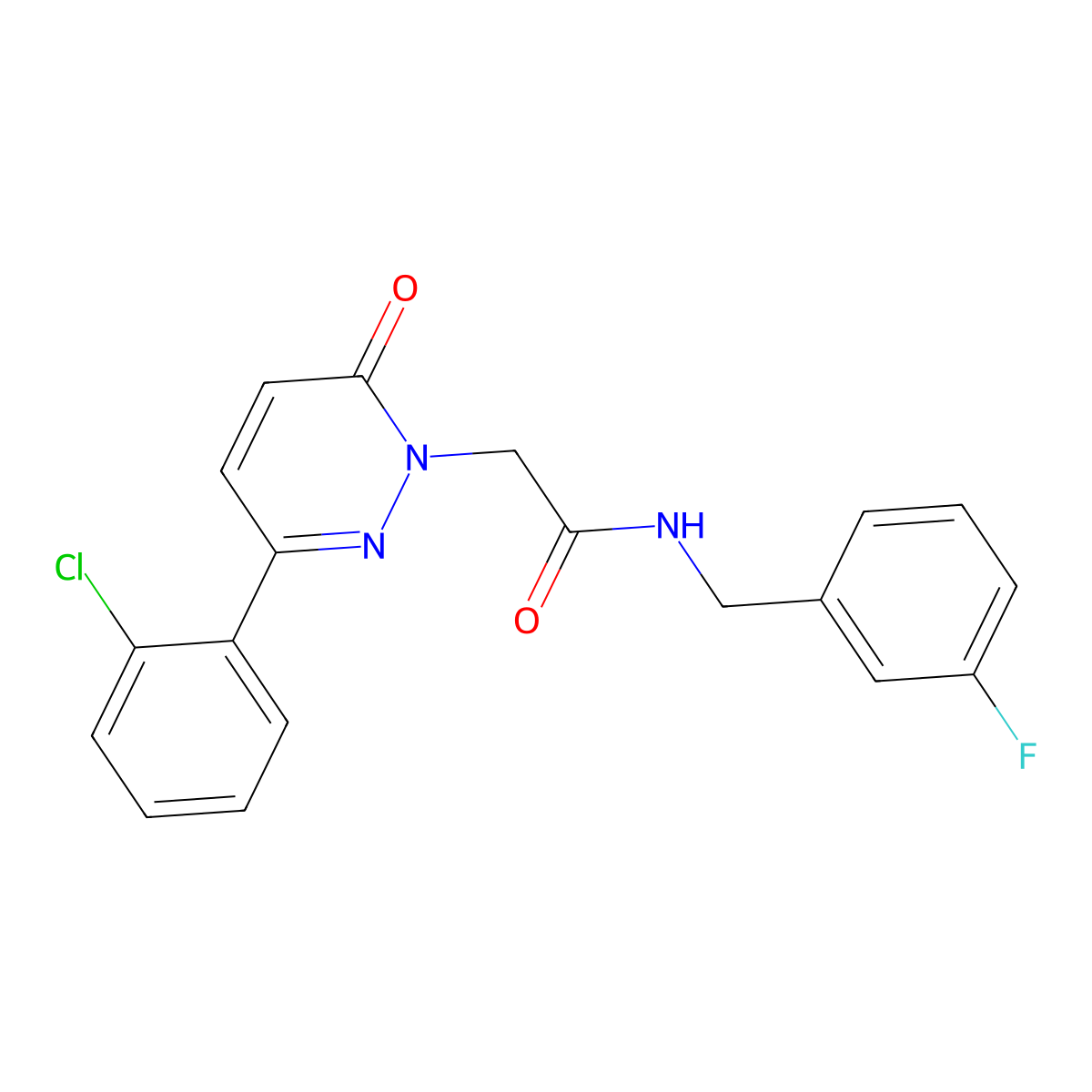 2-(3-(2-chlorophenyl)-6-oxopyridazin-1(6H)-yl)-N-(3-fluorobenzyl)acetamide molecular structure, CAS 1282142-38-4