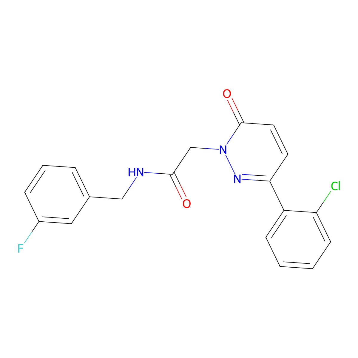 2-(3-(2-chlorophenyl)-6-oxopyridazin-1(6H)-yl)-N-(3-fluorobenzyl)acetamide molecular structure, CAS 1282142-38-4