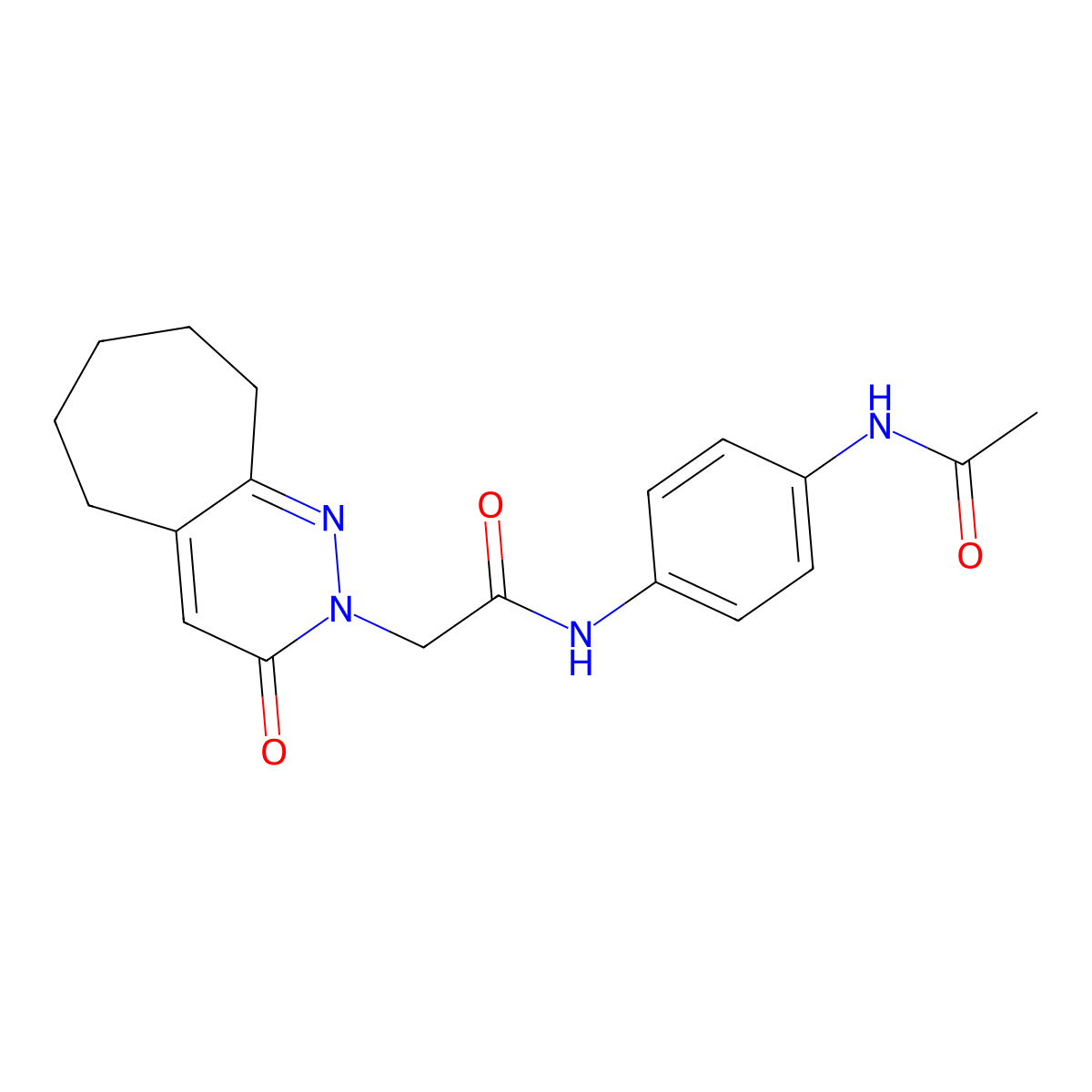 N-[4-(acetylamino)phenyl]-2-(3-oxo-3,5,6,7,8,9-hexahydro-2H-cyclohepta[c]pyridazin-2-yl)acetamide molecular structure, CAS 1282142-54-4