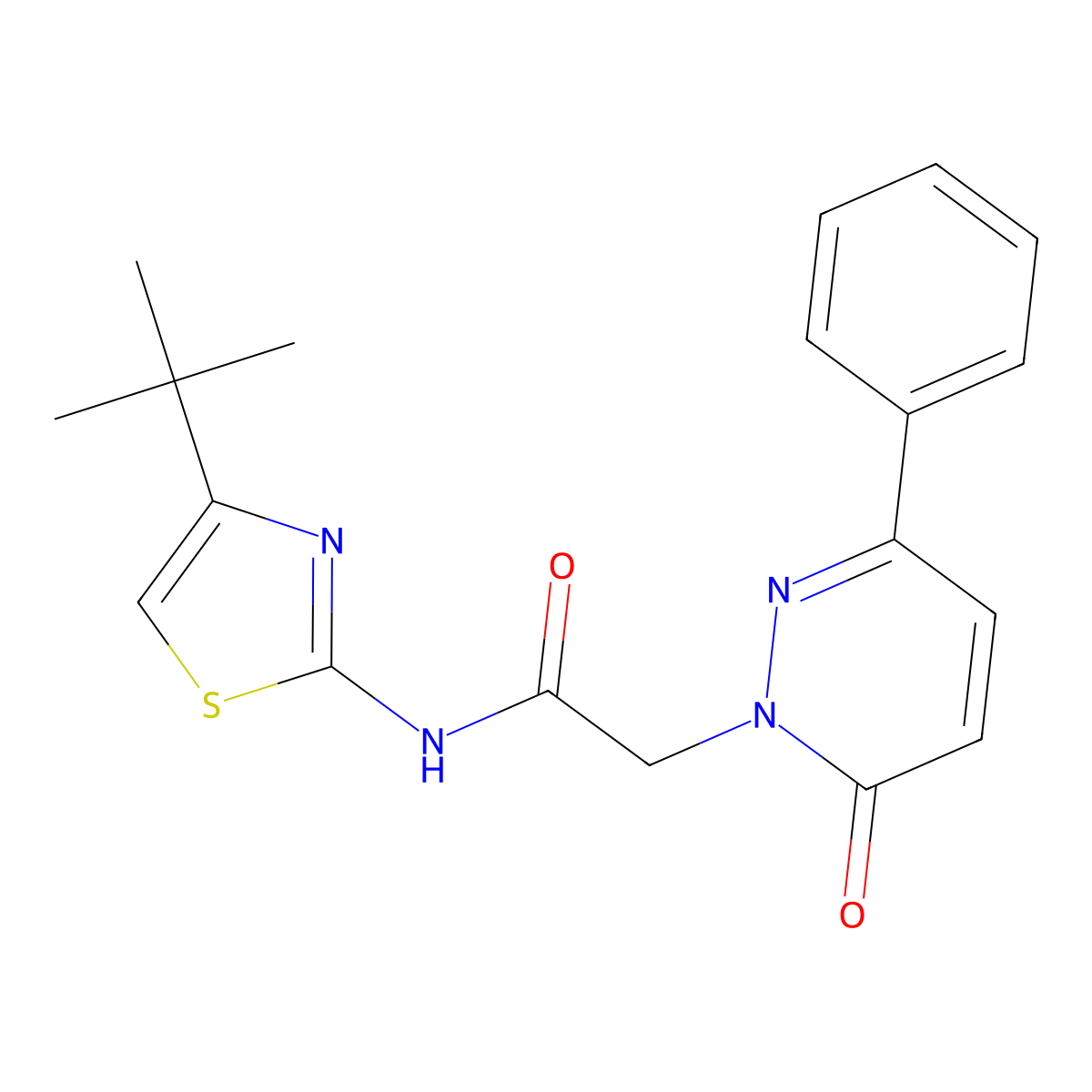 N-[(2Z)-4-tert-butyl-1,3-thiazol-2(3H)-ylidene]-2-(6-oxo-3-phenylpyridazin-1(6H)-yl)acetamide molecular structure, CAS 1282142-57-7