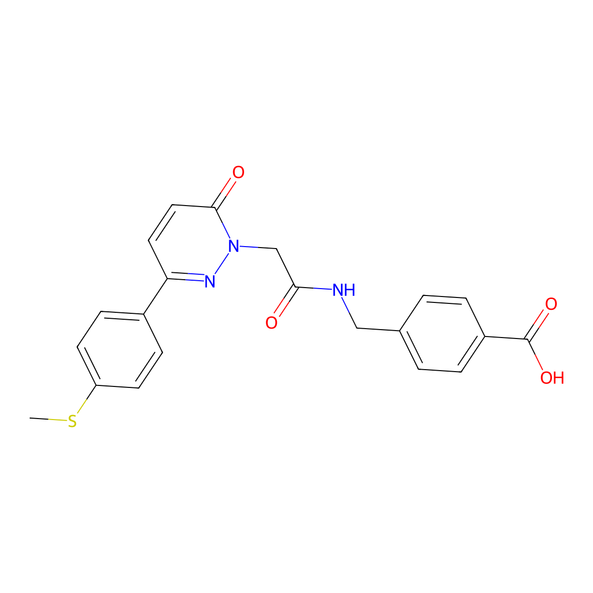 4-{[({3-[4-(methylsulfanyl)phenyl]-6-oxopyridazin-1(6H)-yl}acetyl)amino]methyl}benzoic acid molecular structure, CAS 1282142-70-4