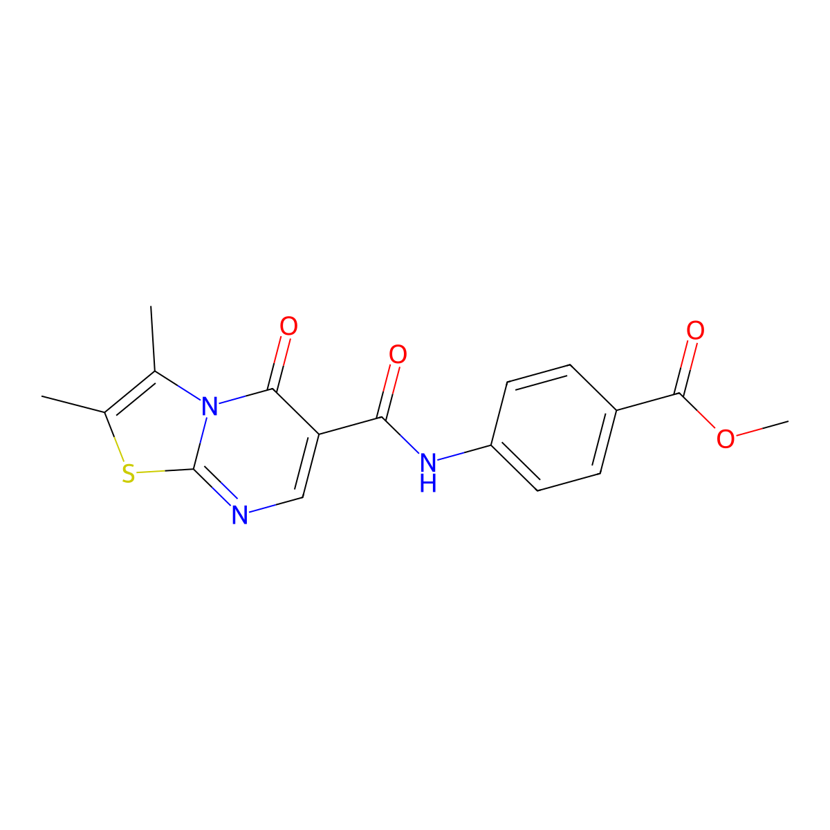 methyl 4-{[(2,3-dimethyl-5-oxo-5H-[1,3]thiazolo[3,2-a]pyrimidin-6-yl)carbonyl]amino}benzoate molecular structure, CAS 1282142-71-5