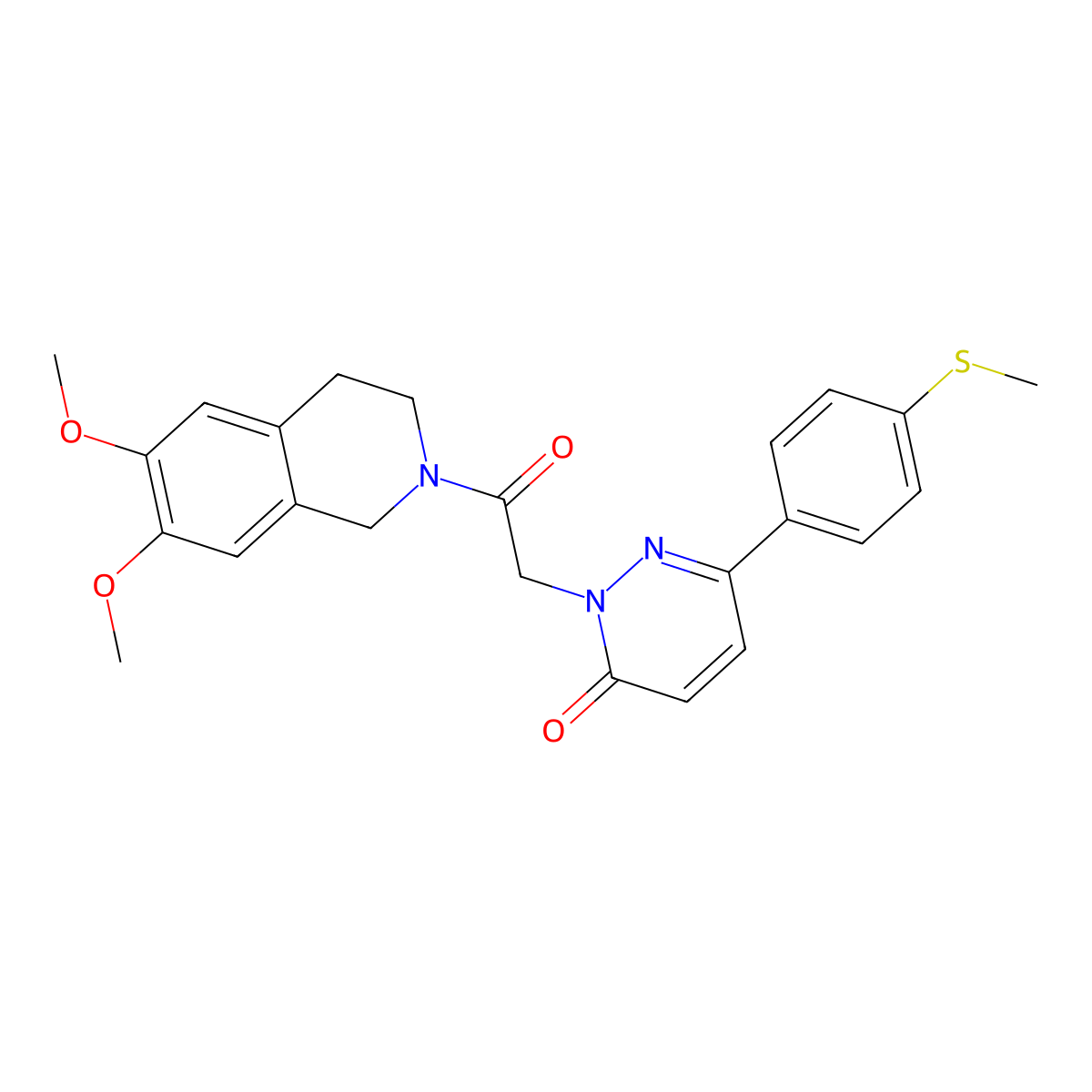 2-[2-(6,7-dimethoxy-3,4-dihydroisoquinolin-2(1H)-yl)-2-oxoethyl]-6-[4-(methylsulfanyl)phenyl]pyridazin-3(2H)-one molecular structure, CAS 1282142-72-6