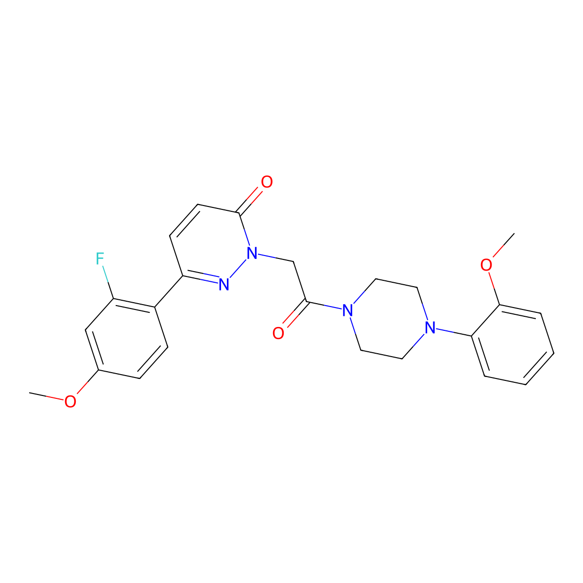 6-(2-fluoro-4-methoxyphenyl)-2-{2-[4-(2-methoxyphenyl)piperazino]-2-oxoethyl}-3(2H)-pyridazinone molecular structure, CAS 1282142-76-0