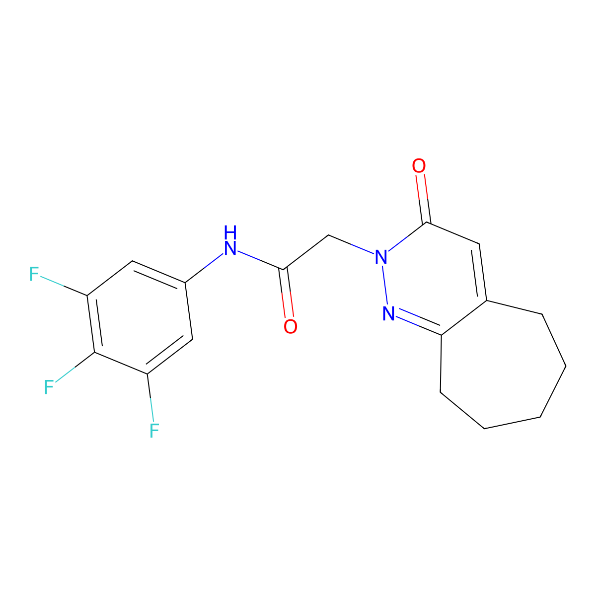 2-(3-oxo-3,5,6,7,8,9-hexahydro-2H-cyclohepta[c]pyridazin-2-yl)-N-(3,4,5-trifluorophenyl)acetamide molecular structure, CAS 1282142-79-3