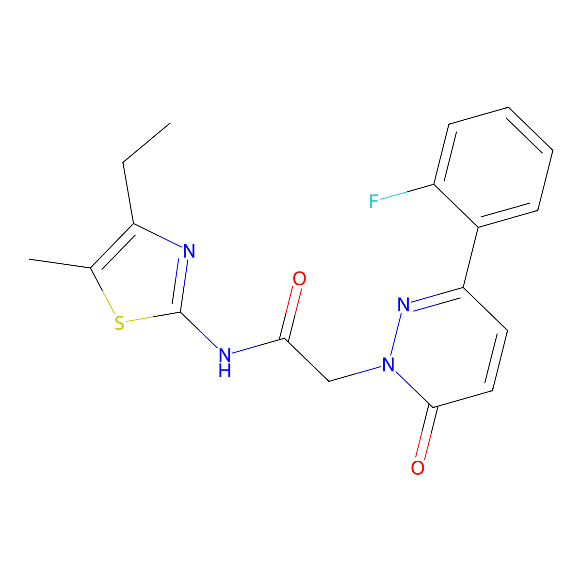N-[(2Z)-4-ethyl-5-methyl-1,3-thiazol-2(3H)-ylidene]-2-[3-(2-fluorophenyl)-6-oxopyridazin-1(6H)-yl]acetamide molecular structure, CAS 1282142-91-9