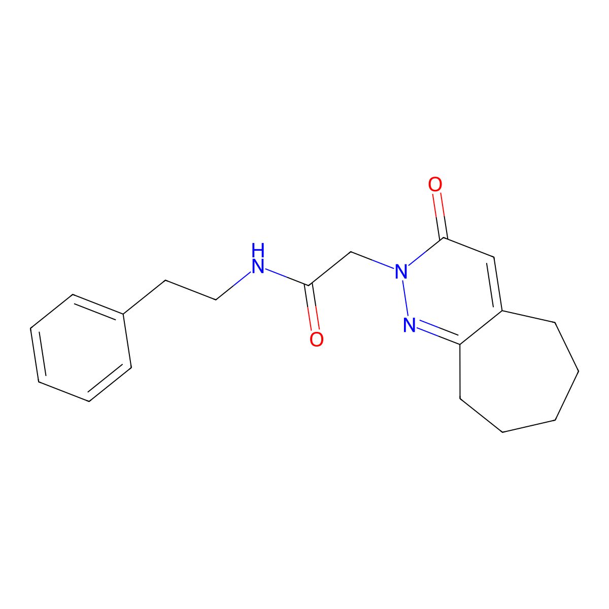 2-(3-oxo-3,5,6,7,8,9-hexahydro-2H-cyclohepta[c]pyridazin-2-yl)-N~1~-phenethylacetamide molecular structure, CAS 1282143-02-5