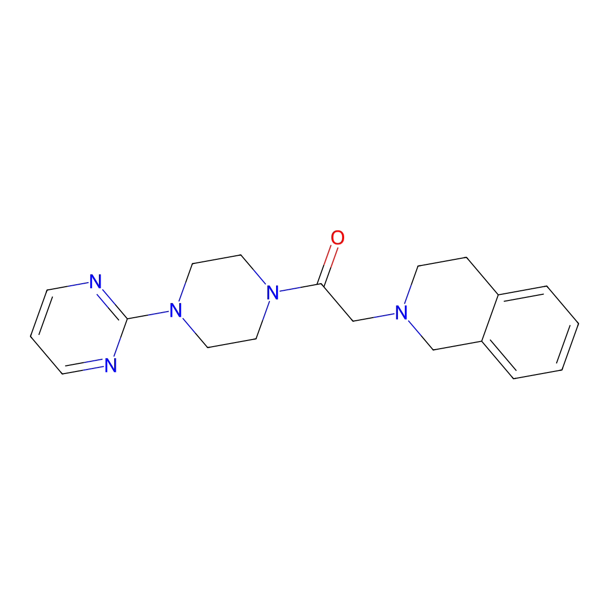 2-(3,4-dihydro-1H-isoquinolin-2-yl)-1-(4-pyrimidin-2-ylpiperazin-1-yl)ethanone molecular structure, CAS 1282143-20-7