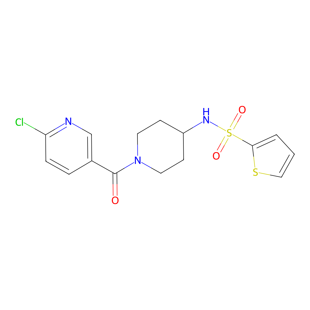 N-{1-[(6-chloropyridin-3-yl)carbonyl]piperidin-4-yl}thiophene-2-sulfonamide molecular structure, CAS 1282143-52-5