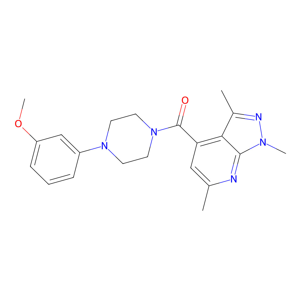 [4-(3-methoxyphenyl)piperazino](1,3,6-trimethyl-1H-pyrazolo[3,4-b]pyridin-4-yl)methanone molecular structure, CAS 1282143-55-8
