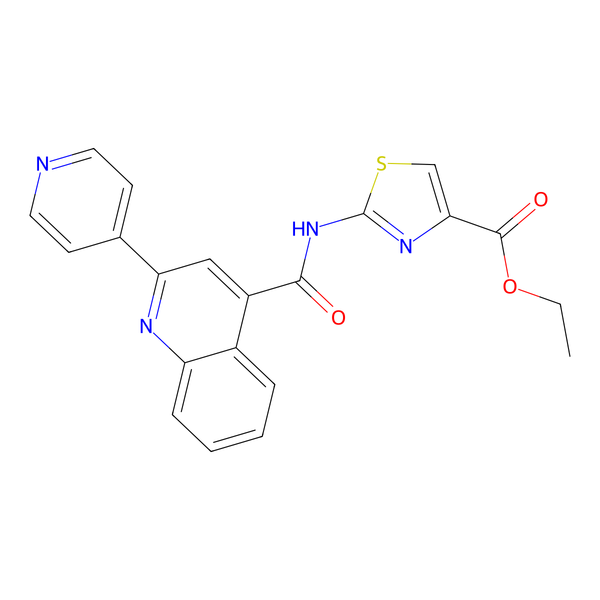 Ethyl 2-({[2-(pyridin-4-yl)quinolin-4-yl]carbonyl}amino)-1,3-thiazole-4-carboxylate molecular structure, CAS 1282143-62-7