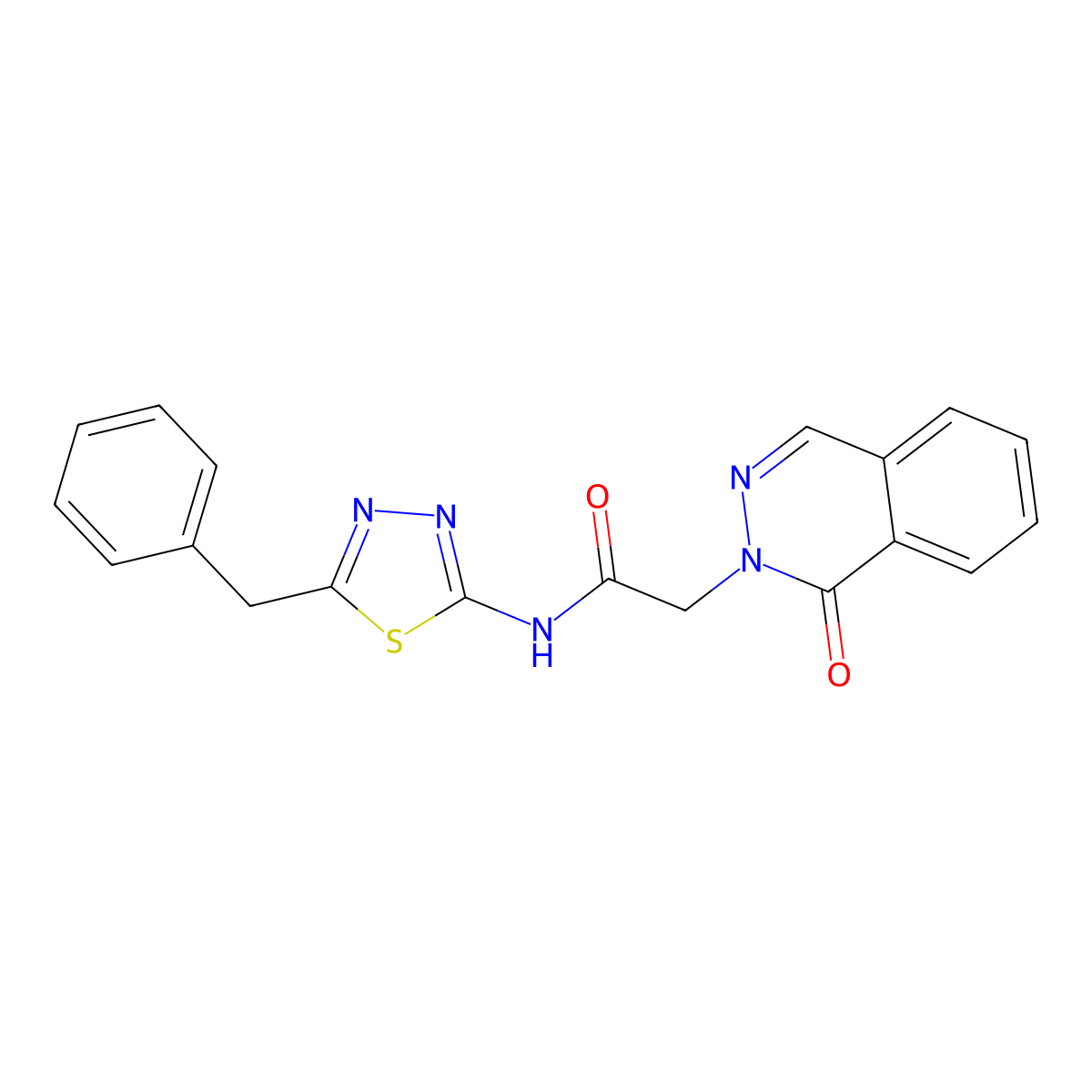N-(5-benzyl-1,3,4-thiadiazol-2-yl)-2-(1-oxophthalazin-2(1H)-yl)acetamide molecular structure, CAS 1282143-64-9