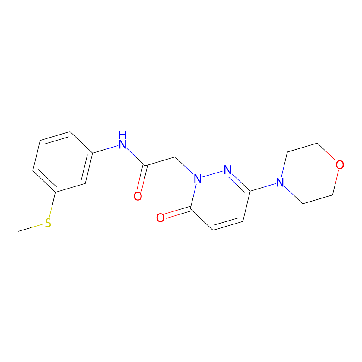 N-[3-(methylsulfanyl)phenyl]-2-[3-(morpholin-4-yl)-6-oxopyridazin-1(6H)-yl]acetamide molecular structure, CAS 1282143-71-8