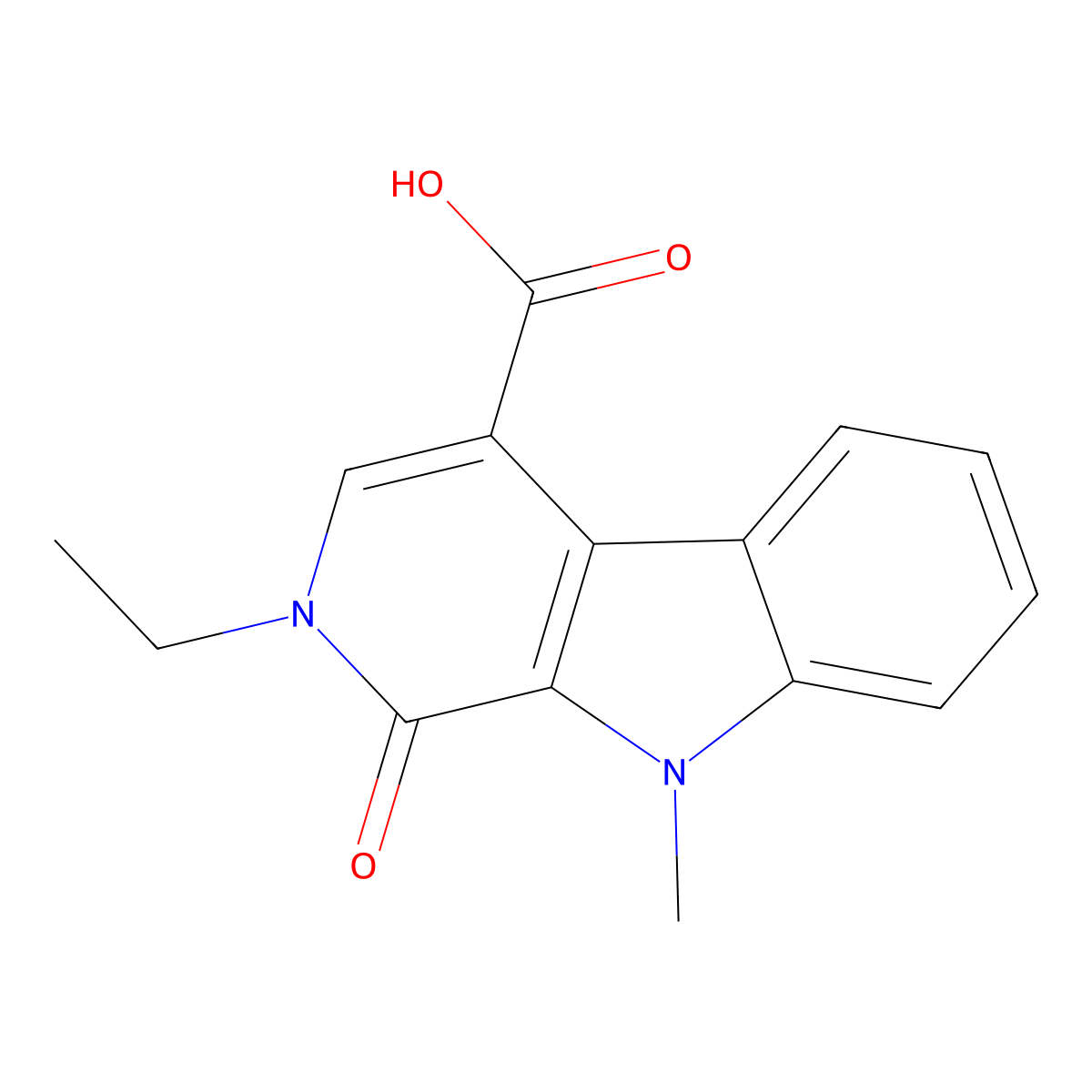 2-ethyl-9-methyl-1-oxo-2,9-dihydro-1H-beta-carboline-4-carboxylic acid molecular structure, CAS 1282145-15-6