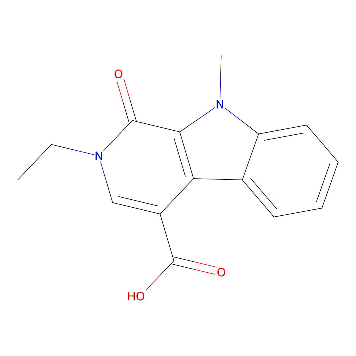 2-ethyl-9-methyl-1-oxo-2,9-dihydro-1H-beta-carboline-4-carboxylic acid molecular structure, CAS 1282145-15-6