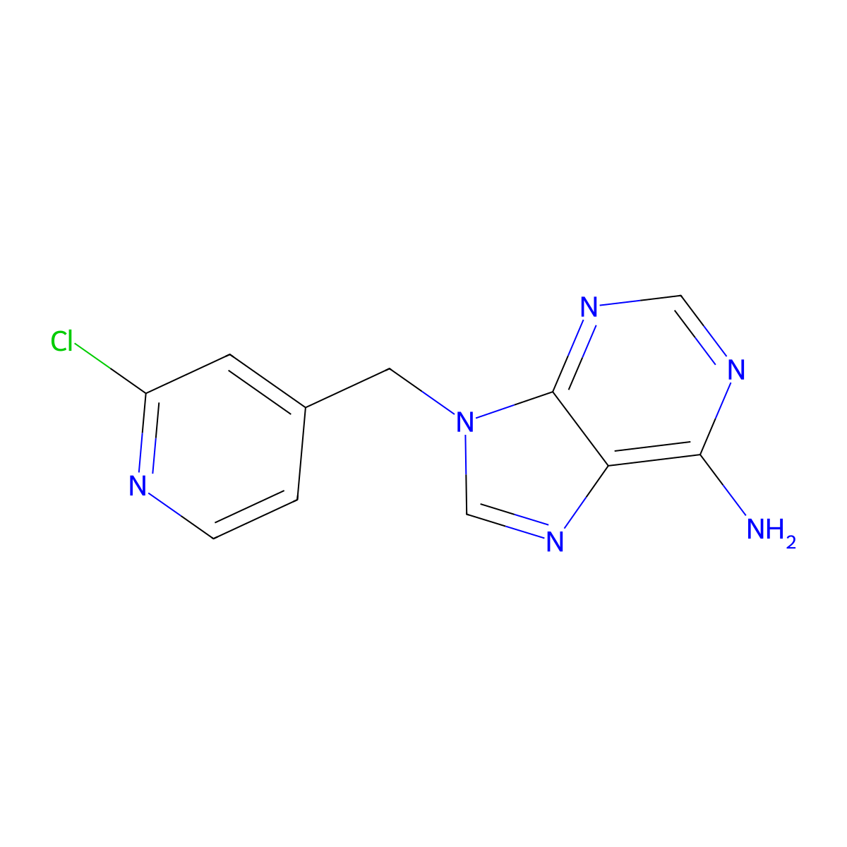 9-((2-chloropyridin-4-yl)methyl)-9H-purin-6-amine molecular structure, CAS 1282148-10-0