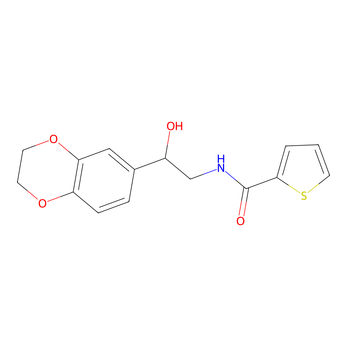 N-(2-(2,3-dihydrobenzo[b][1,4]dioxin-6-yl)-2-hydroxyethyl)thiophene-2-carboxamide molecular structure, CAS 1282162-30-4