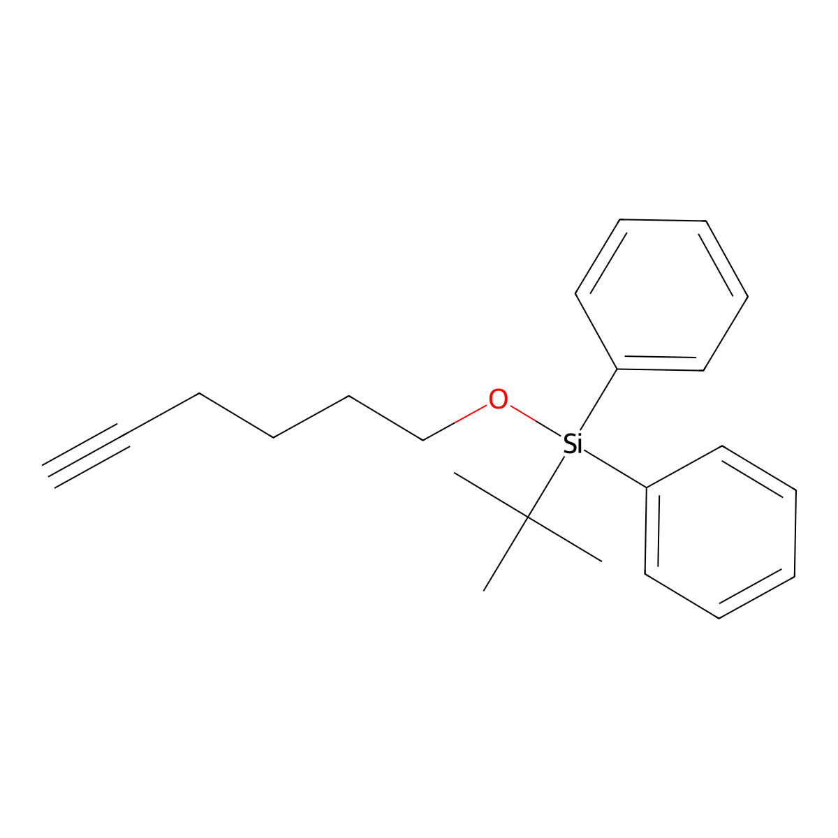 Silane, (1,1-dimethylethyl)(5-hexynyloxy)diphenyl- molecular structure, CAS 128217-23-2