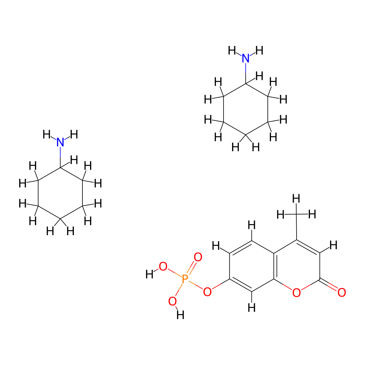 4-Methylumbelliferyl phosphate, bis(cyclohexylammonium) salt molecular structure, CAS 128218-53-1