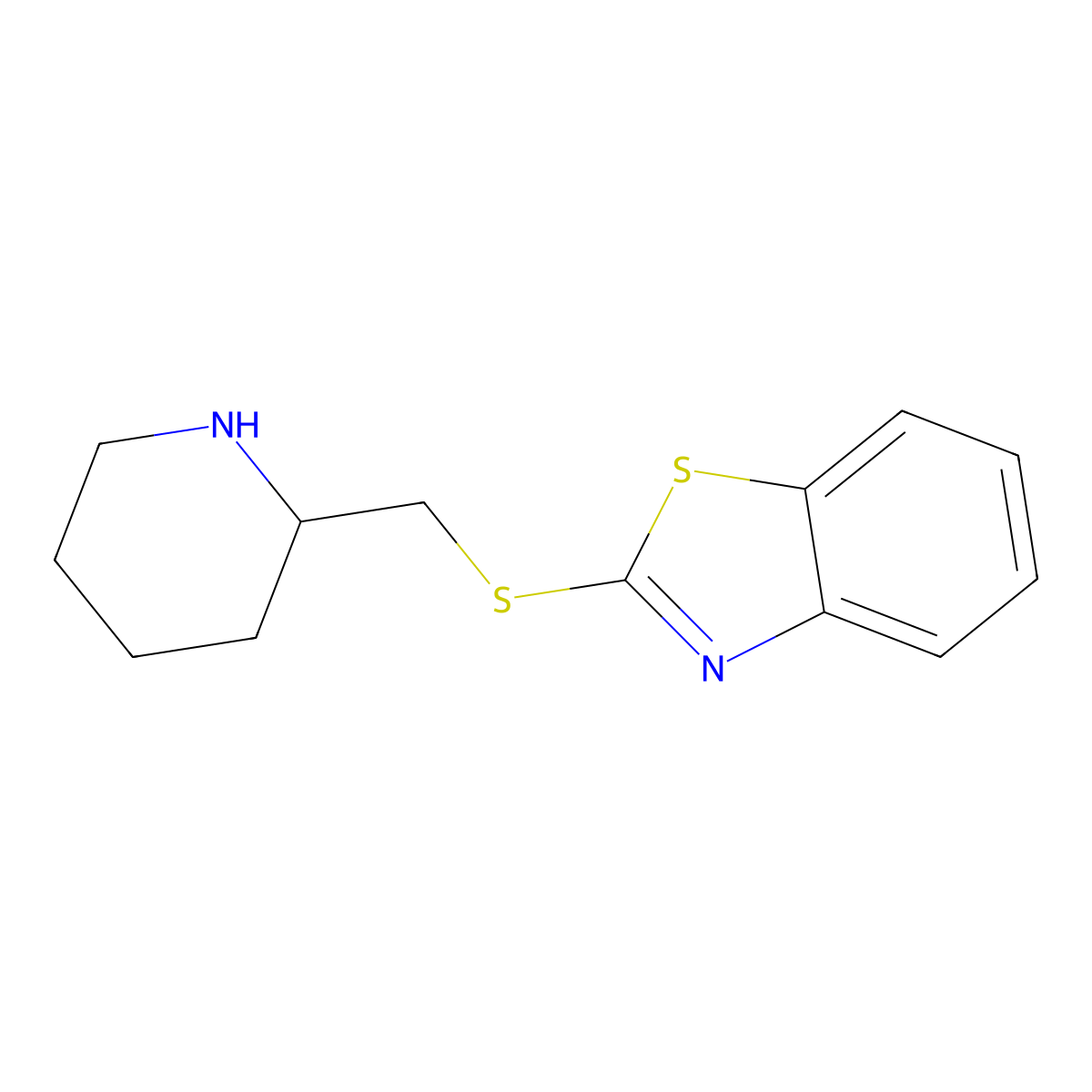 2-{[(Piperidin-2-yl)methyl]sulfanyl}-1,3-benzothiazole molecular structure, CAS 1282182-79-9