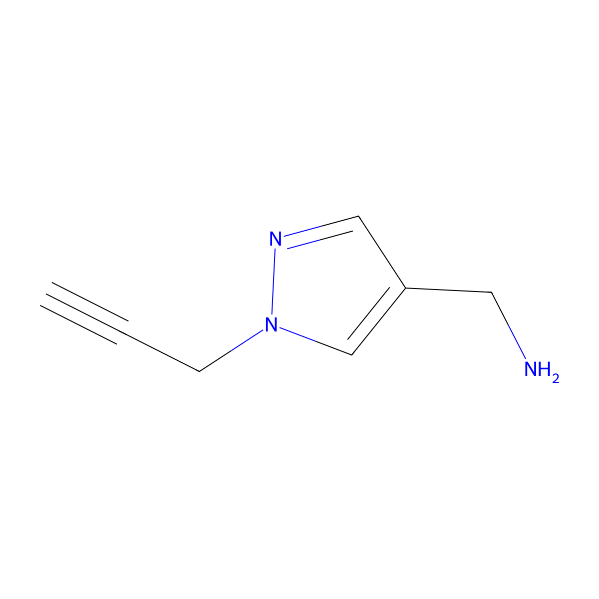[1-(prop-2-yn-1-yl)-1H-pyrazol-4-yl]methanamine molecular structure, CAS 1282184-38-6
