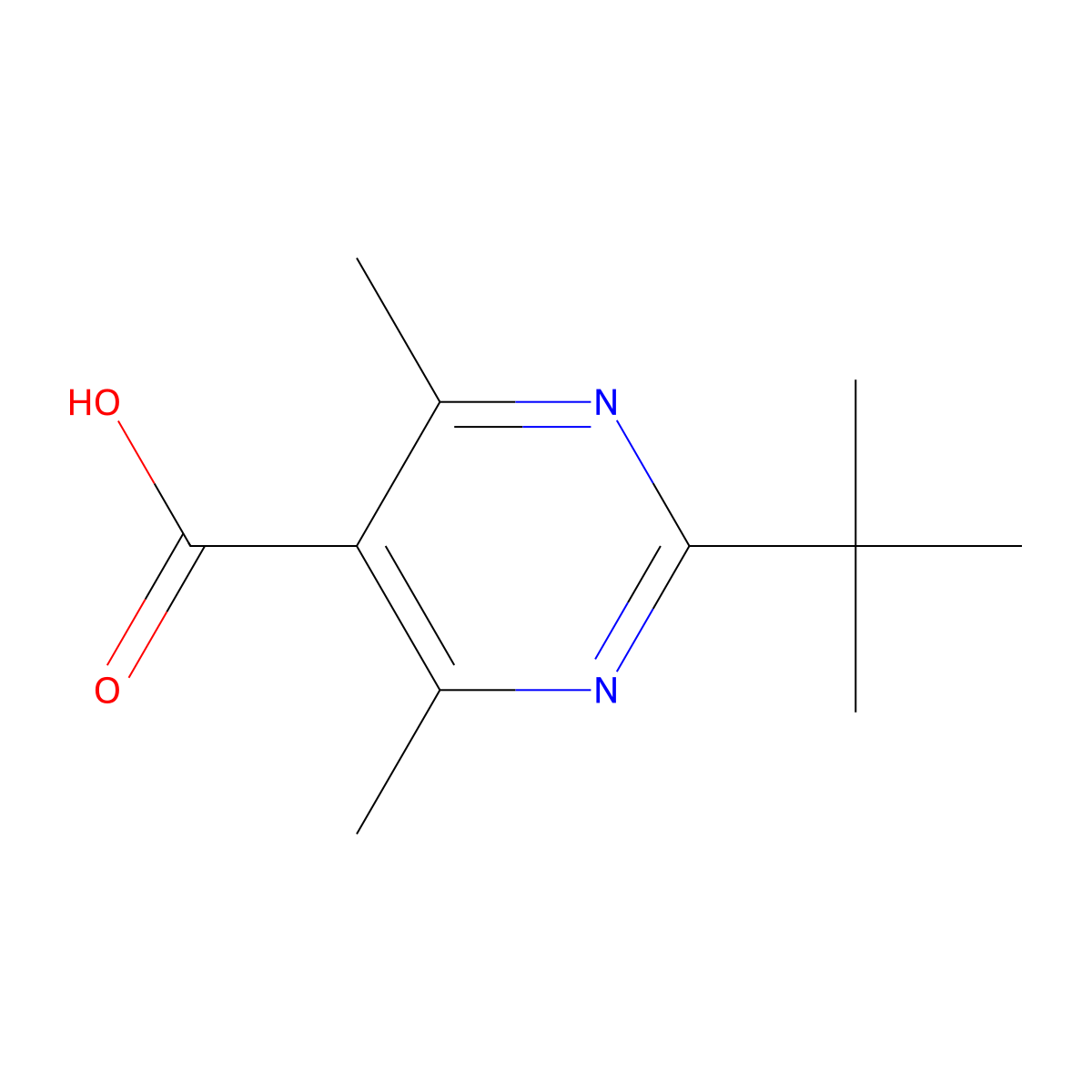2-Tert-butyl-4,6-dimethylpyrimidine-5-carboxylicacid molecular structure, CAS 1282186-93-9