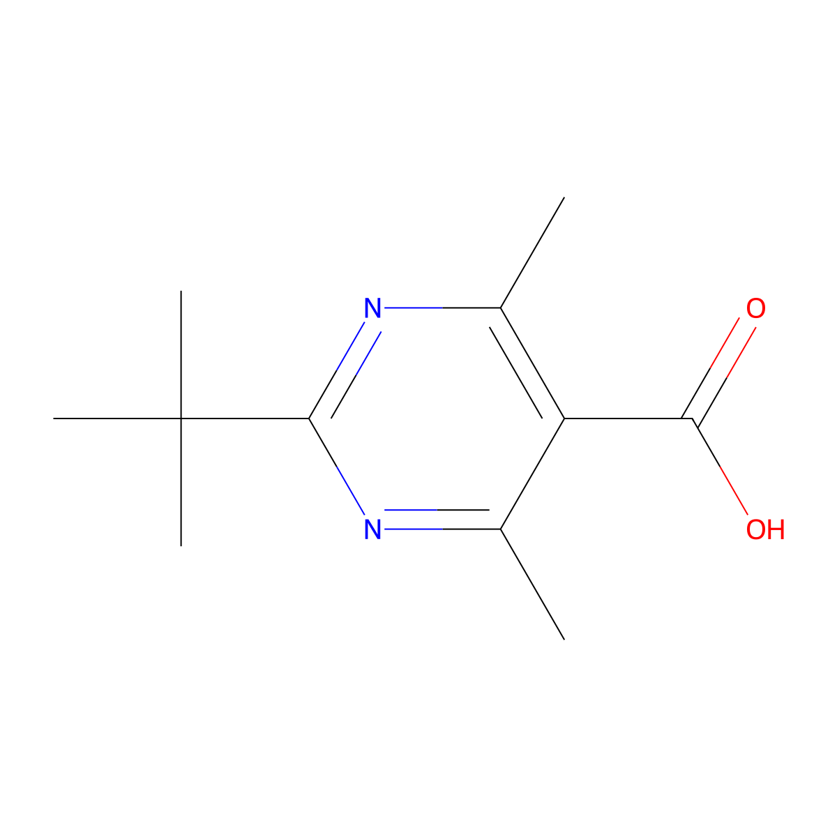 2-Tert-butyl-4,6-dimethylpyrimidine-5-carboxylicacid molecular structure, CAS 1282186-93-9