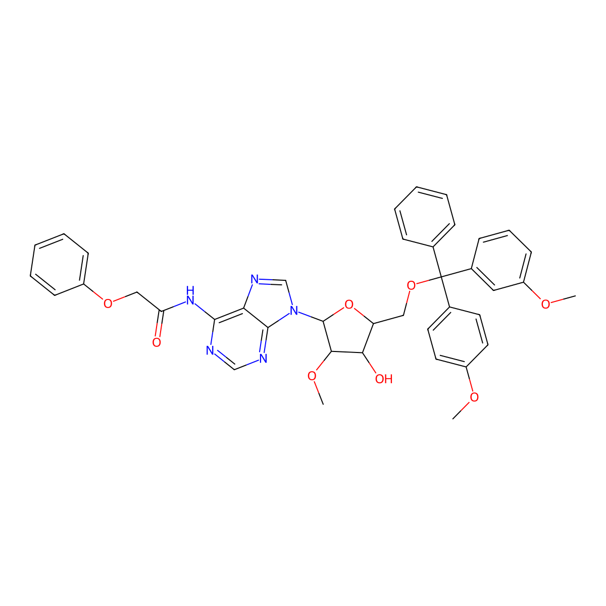 5'-O-DMT-2'-O-methyl-N6-phenoxyacetyladenosine molecular structure, CAS 128219-81-8