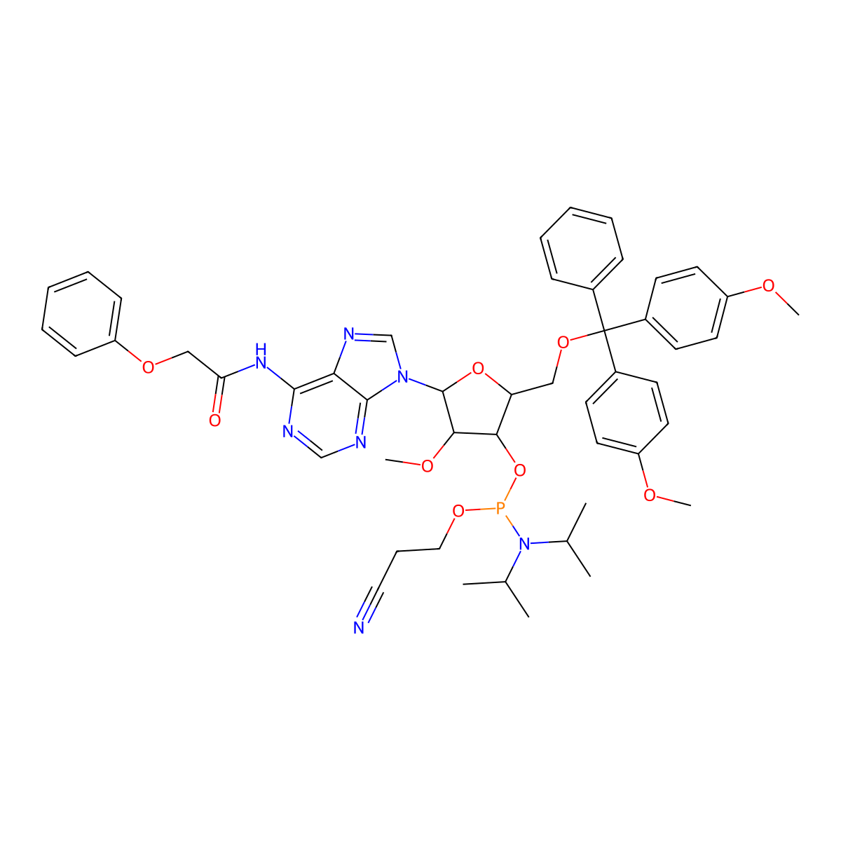2'-OMe PAC Abeta-cyanoethyl phosphoramidite molecular structure, CAS 128219-82-9