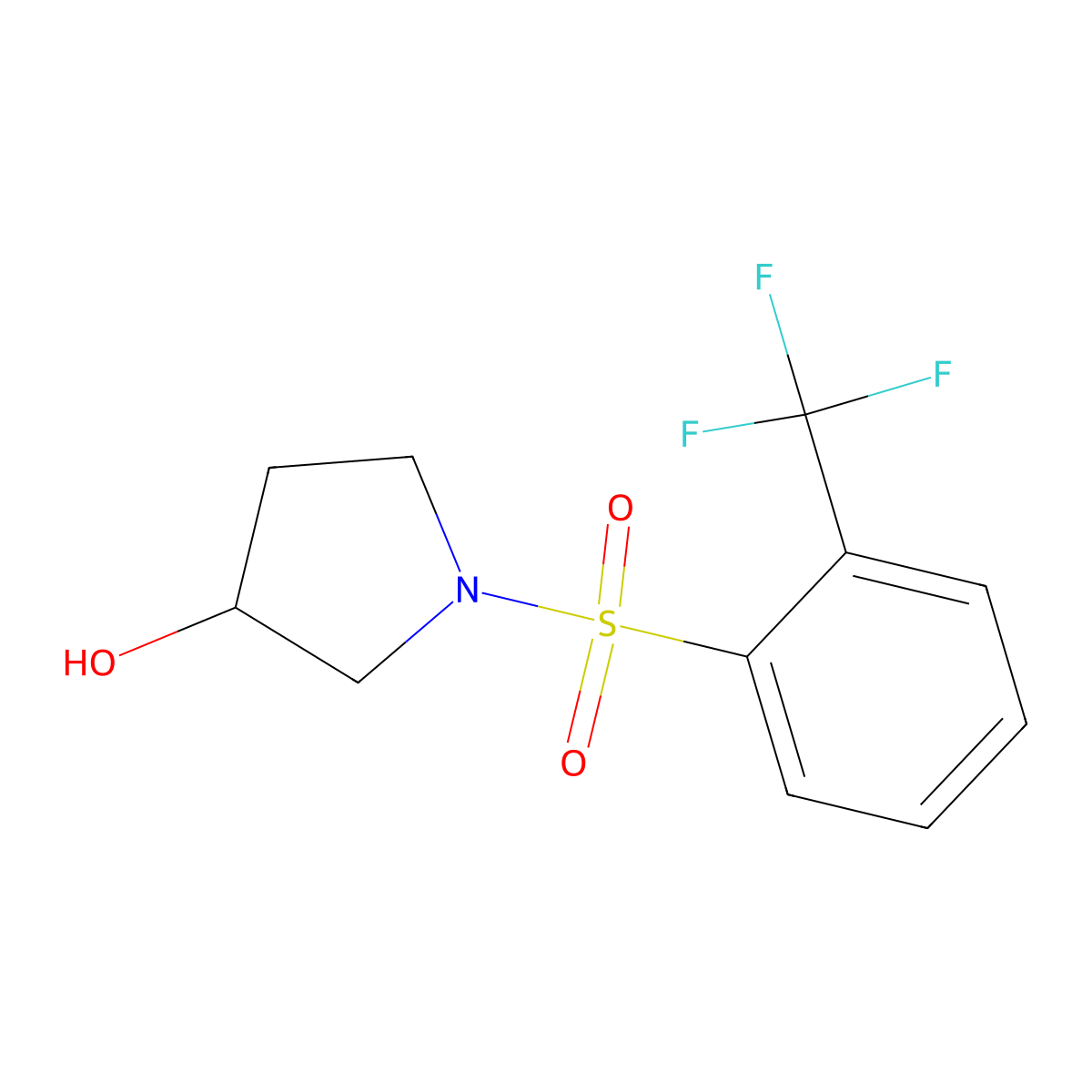 1-[2-(Trifluoromethyl)benzenesulfonyl]pyrrolidin-3-ol molecular structure, CAS 1282199-96-5