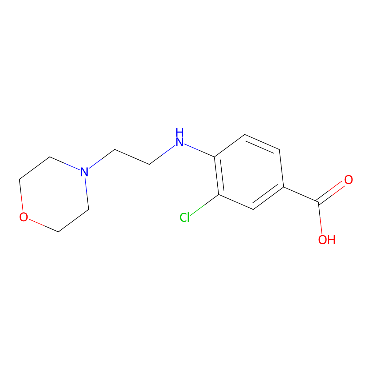 3-Chloro-4-{[2-(morpholin-4-yl)ethyl]amino}benzoic acid molecular structure, CAS 1282204-49-2