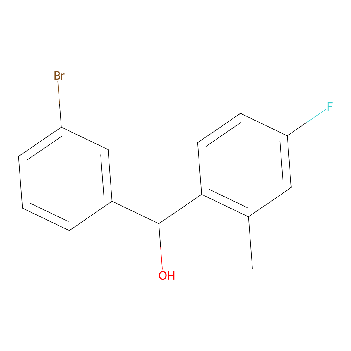 (3-Bromophenyl)(4-fluoro-2-methylphenyl)methanol molecular structure, CAS 1282206-43-2