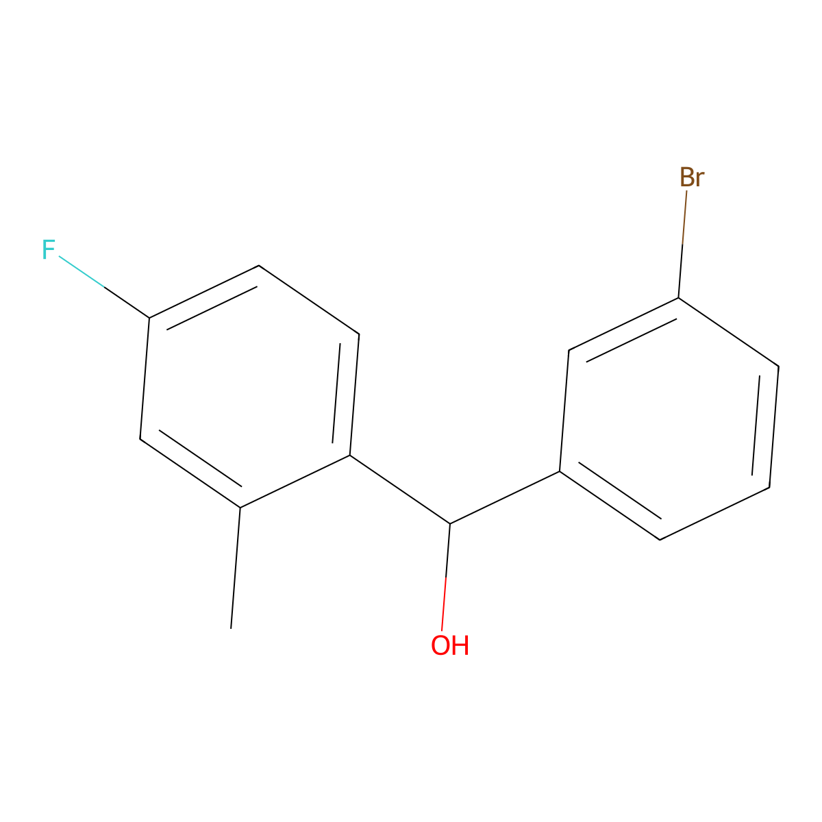 (3-Bromophenyl)(4-fluoro-2-methylphenyl)methanol molecular structure, CAS 1282206-43-2