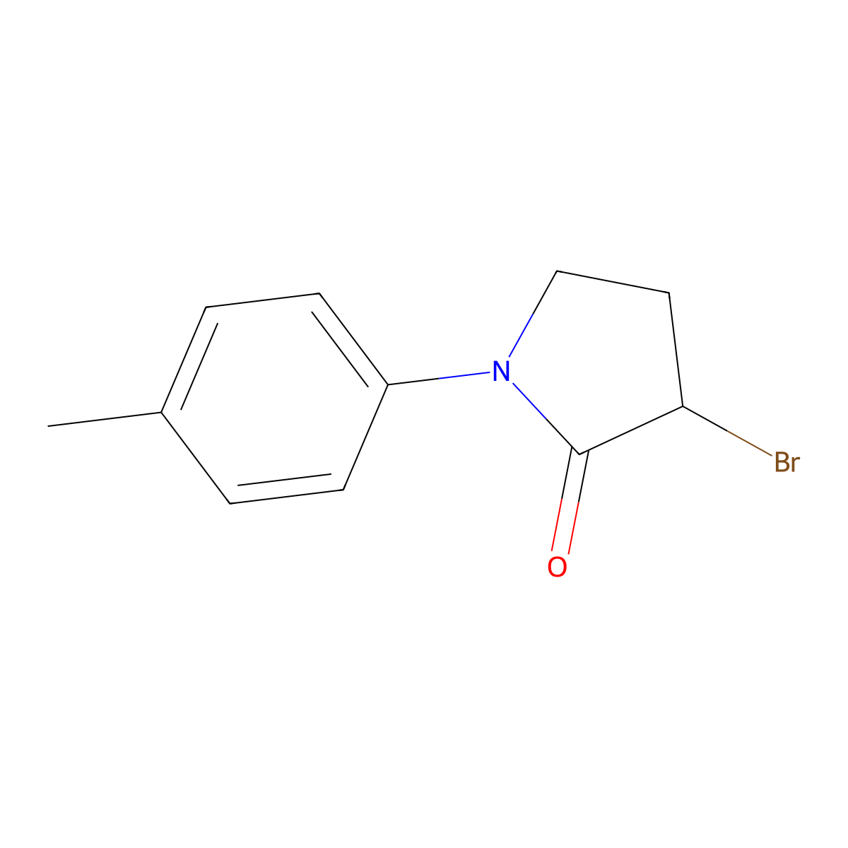 3-Bromo-1-(4-methylphenyl)pyrrolidin-2-one molecular structure, CAS 1282220-90-9