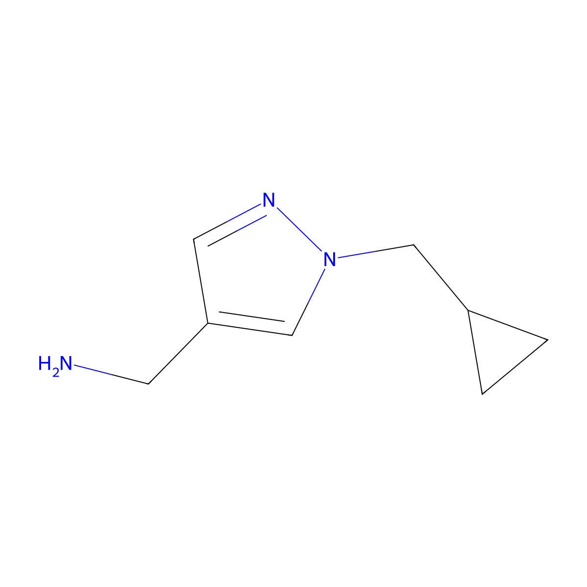 [1-(cyclopropylmethyl)-1H-pyrazol-4-yl]methanamine molecular structure, CAS 1282221-77-5