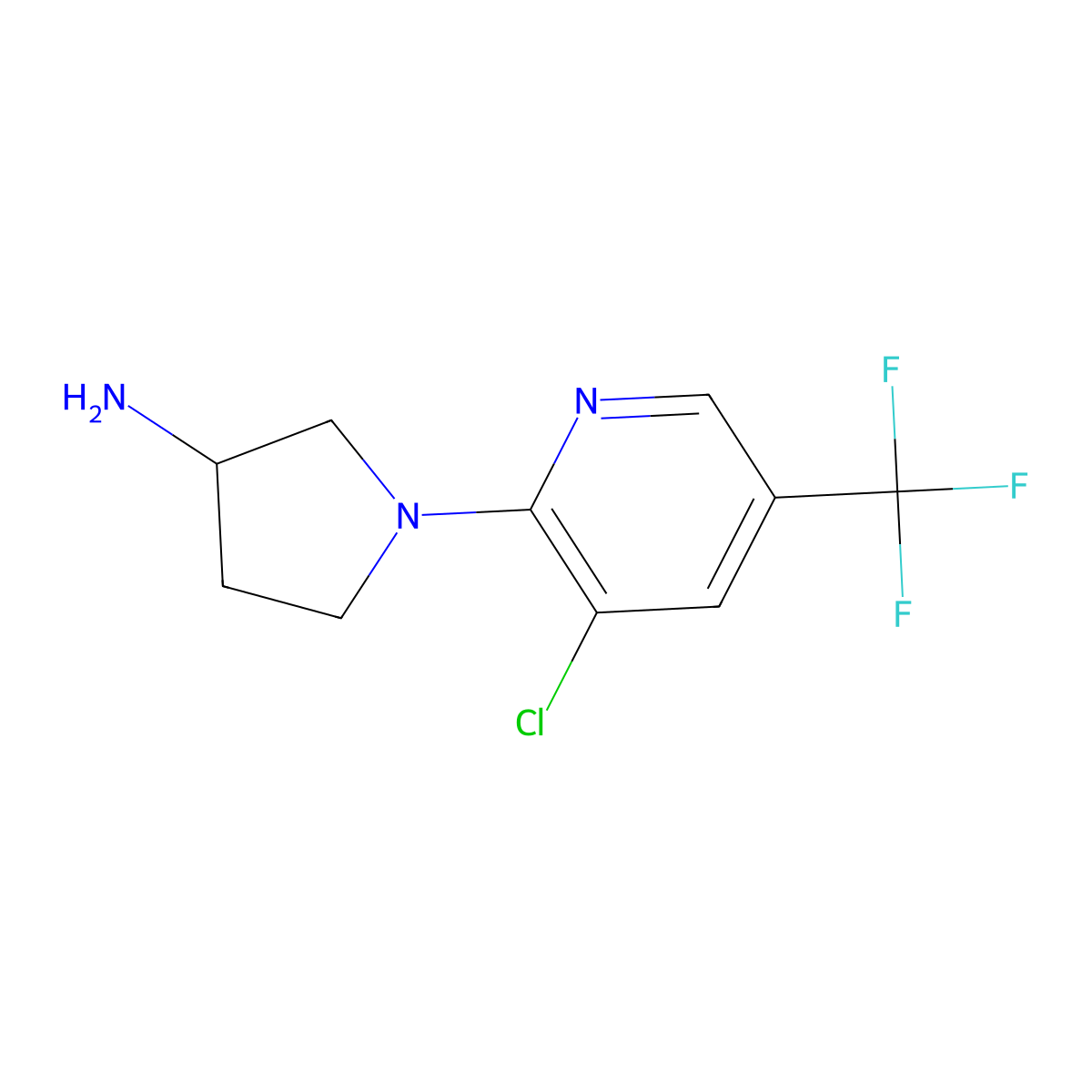1-[3-Chloro-5-(trifluoromethyl)pyridin-2-yl]pyrrolidin-3-amine molecular structure, CAS 1282230-08-3
