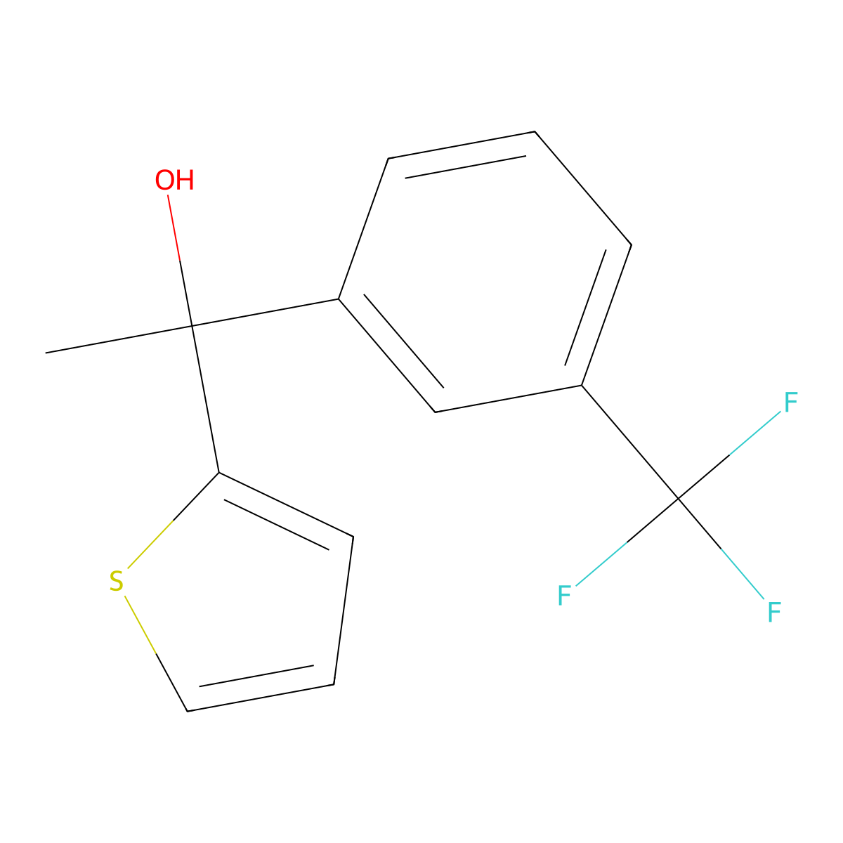 1-(Thiophen-2-yl)-1-(3-(trifluoromethyl)phenyl)ethanol molecular structure, CAS 1282244-60-3