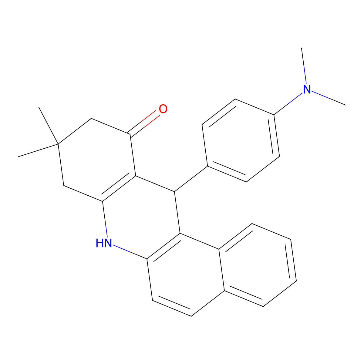 12-[4-(dimethylamino)phenyl]-9,9-dimethyl-8,9,10,12-tetrahydrobenzo[a]acridin-11(7H)-one molecular structure, CAS 128225-09-2
