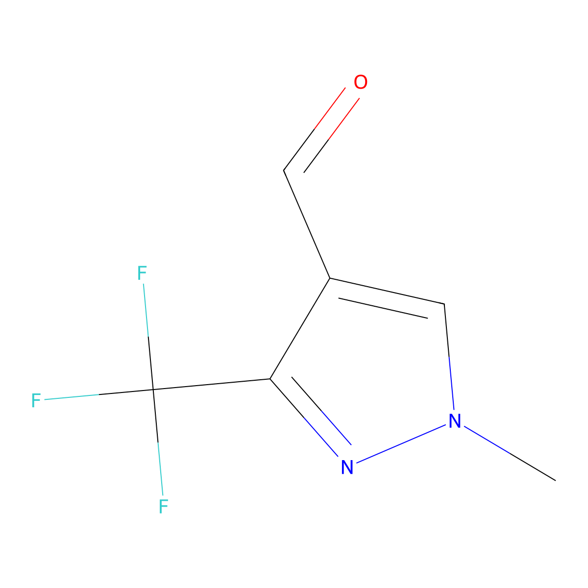 1-methyl-3-(trifluoromethyl)-1H-pyrazole-4-carbaldehyde molecular structure, CAS 128225-66-1