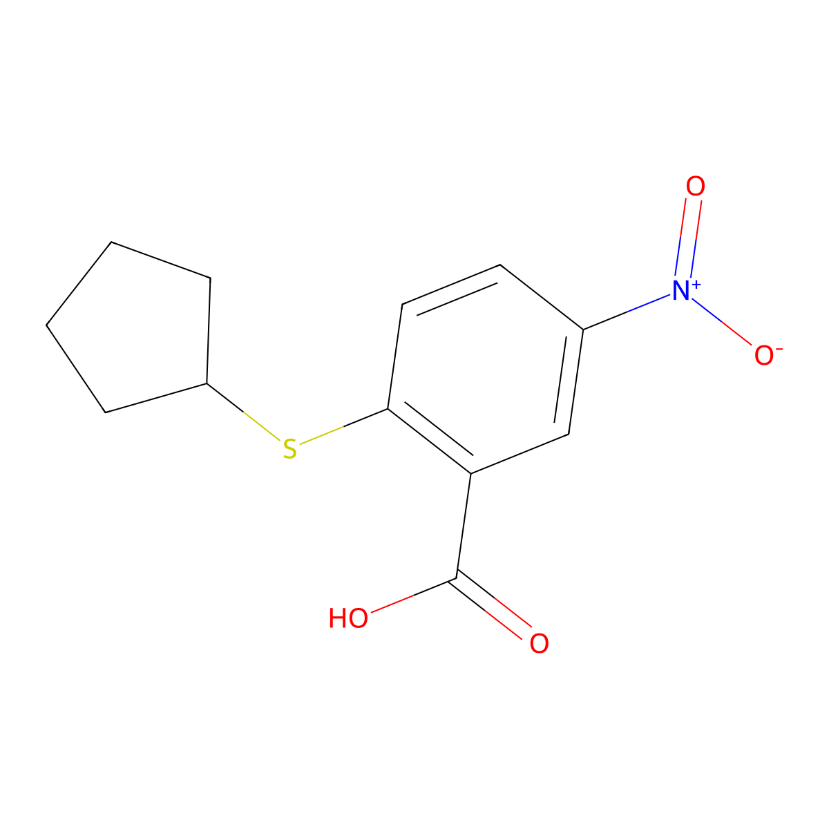 2-(Cyclopentylsulfanyl)-5-nitrobenzoic acid molecular structure, CAS 1282254-35-6