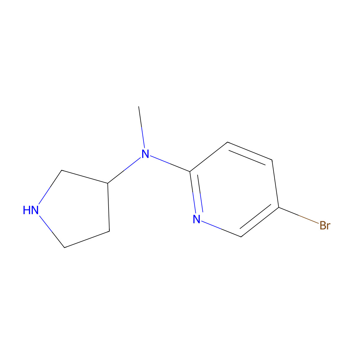 5-bromo-N-methyl-N-(pyrrolidin-3-yl)pyridin-2-amine molecular structure, CAS 1282262-76-3