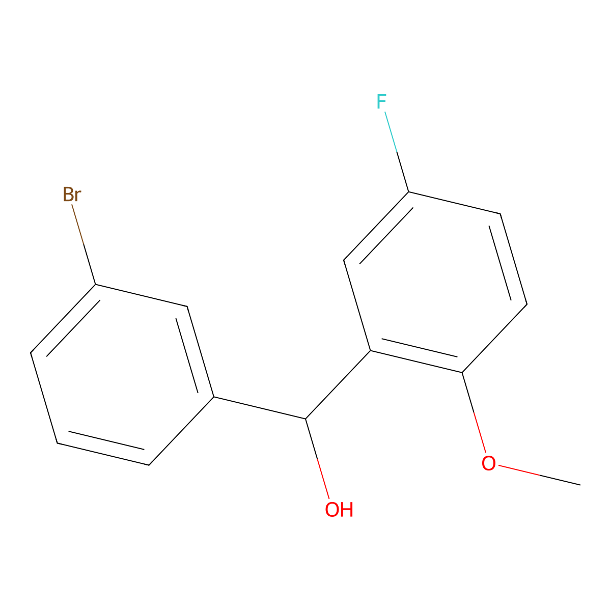 (3-Bromophenyl)(5-fluoro-2-methoxyphenyl)methanol molecular structure, CAS 1282277-11-5
