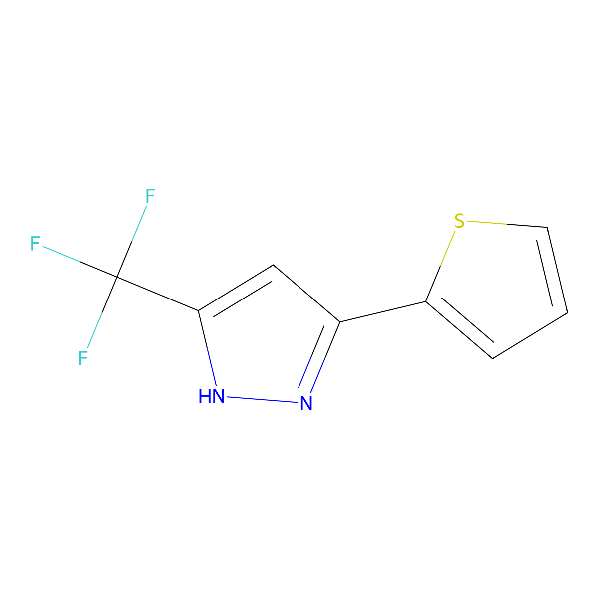 5-(2-Thienyl)-3-(trifluoromethyl)-1H-pyrazole molecular structure, CAS 128228-96-6