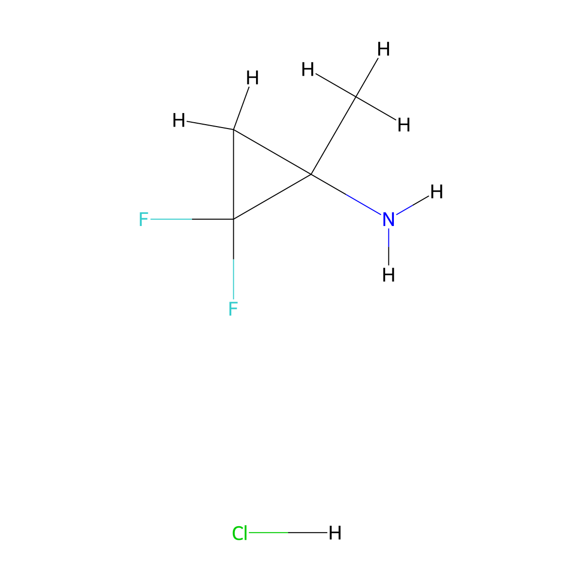 2,2-Difluoro-1-methylcyclopropan-1-amine--hydrogen chloride (1/1) molecular structure, CAS 128230-76-2