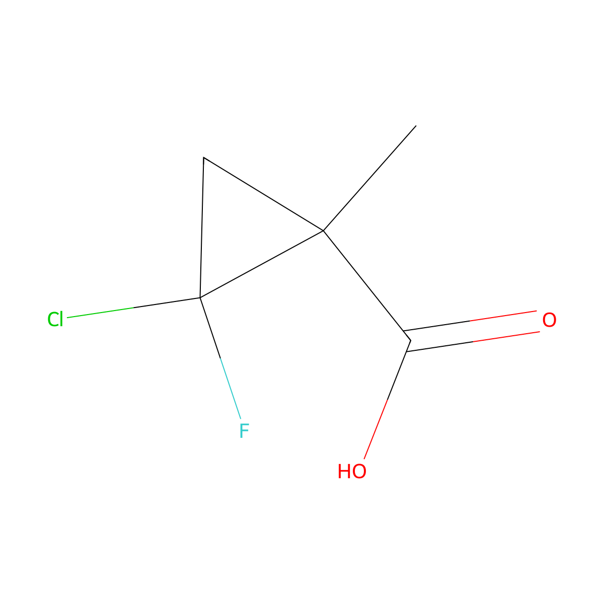 2-Chloro-2-fluoro-1-methylcyclopropane-1-carboxylic acid molecular structure, CAS 128230-79-5