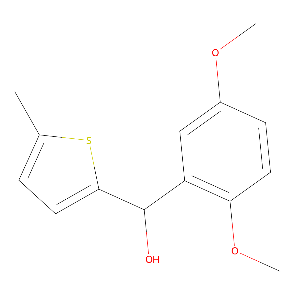 (2,5-Dimethoxyphenyl)(5-methylthiophen-2-yl)methanol molecular structure, CAS 1282308-89-7