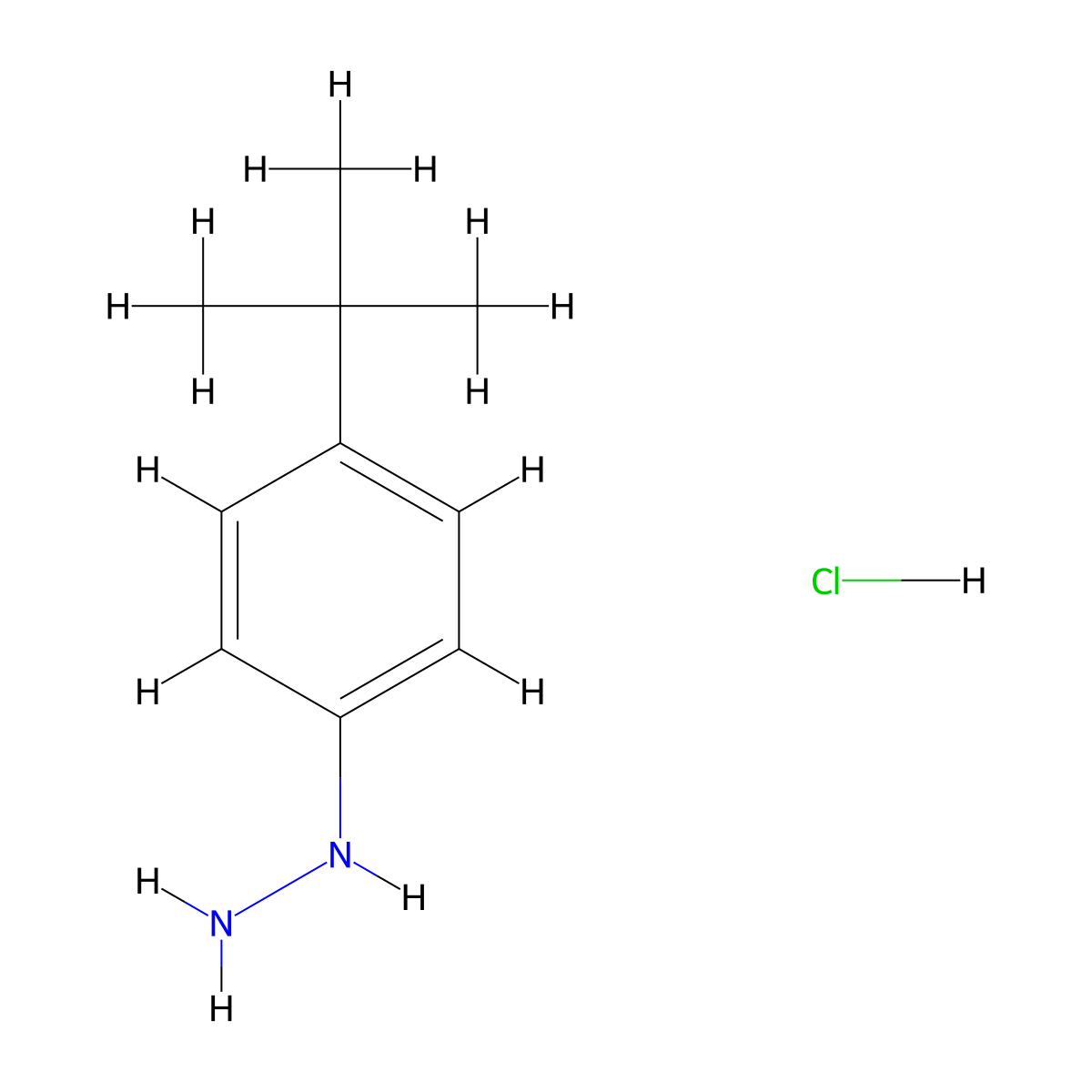 4-Tert-butylphenylhydrazine hydrochloride molecular structure, CAS 128231-55-0