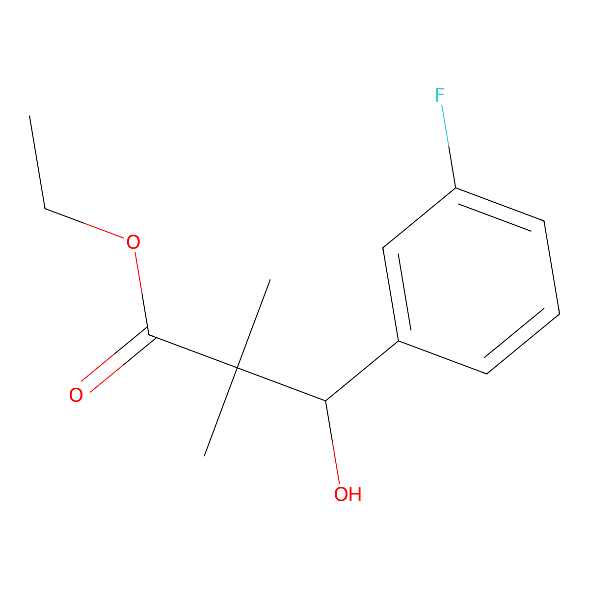 Ethyl 3-(3-fluorophenyl)-3-hydroxy-2,2-dimethylpropanoate molecular structure, CAS 1282312-57-5